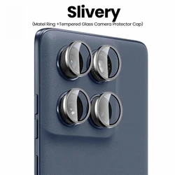 Edge60Fusion Metal Ring Camera Protector Cap with 9D Tempered Glass Lens Film - Edge 60 Fusion (Sliver)