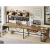 L Shaped Desk with Led Light, Keyboard Tray, Storage Shelves and Headphone Hook for Home Office 3