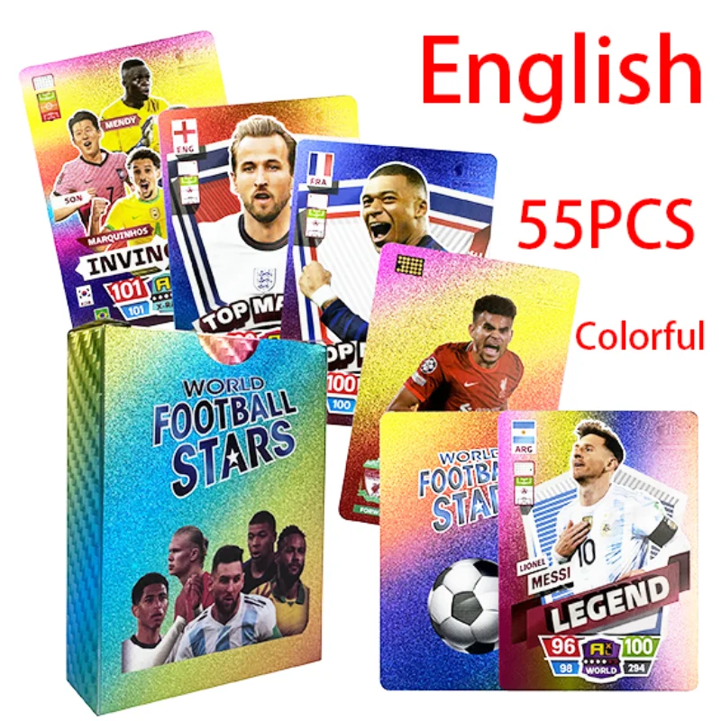 55Pcs Ballsuperstar Cards Box Ronaldo Limited Signature Collection Carte Collezionabili Medaglia D'Oro Football Star Bambini Fans Gift