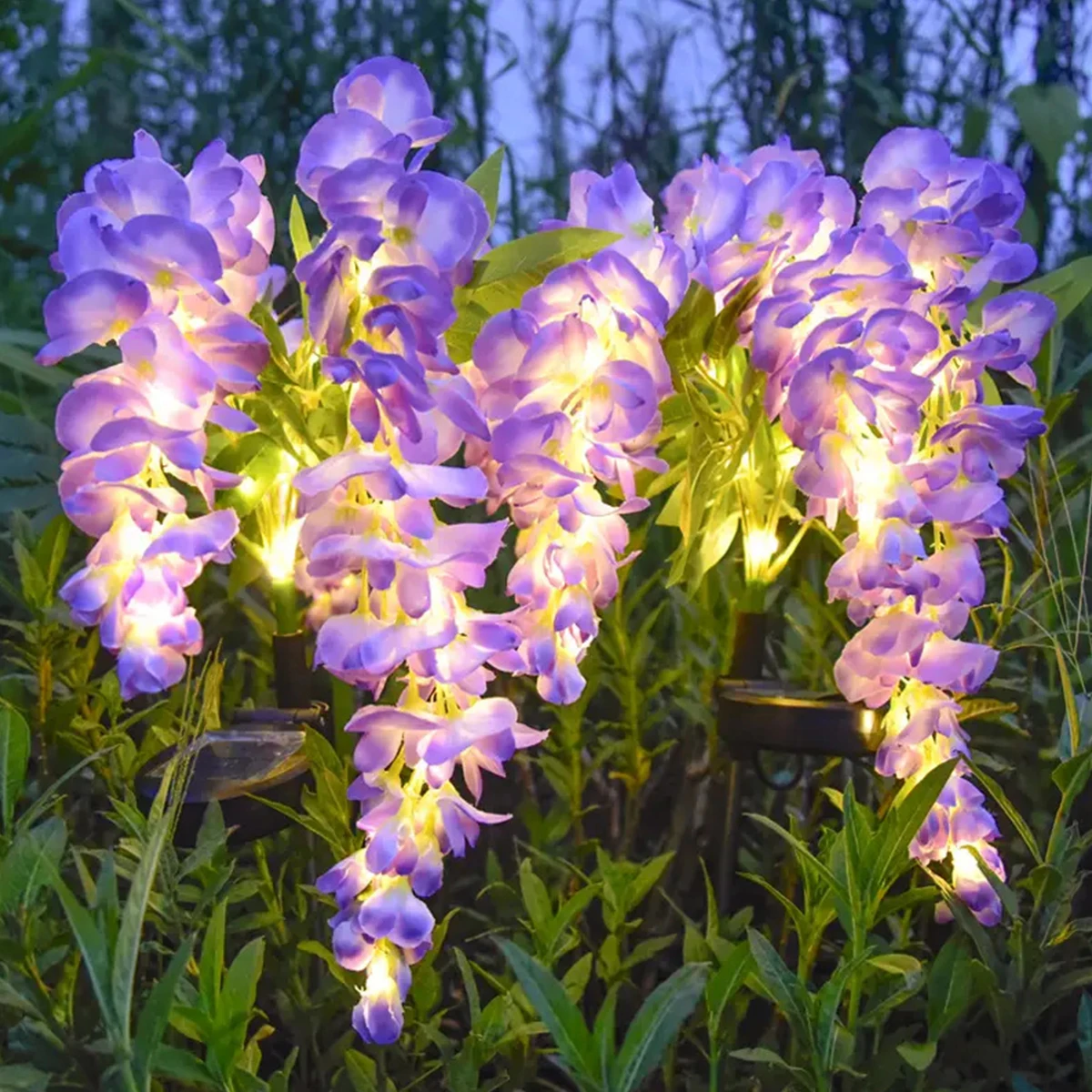 Solar flower stake lights garden pathway lighting