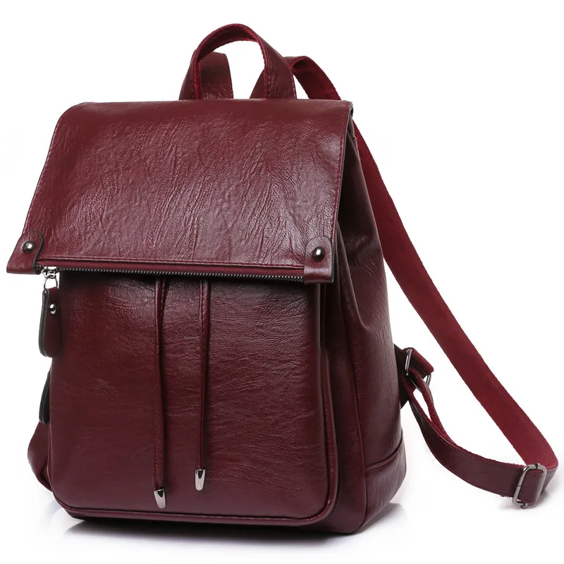 

CFUN YA Vintage PU Women Bag Large Capacity Soft Leather Female Backpack Anti-Theft Travel Bag Pack Lady Handbag Mom Backpacks