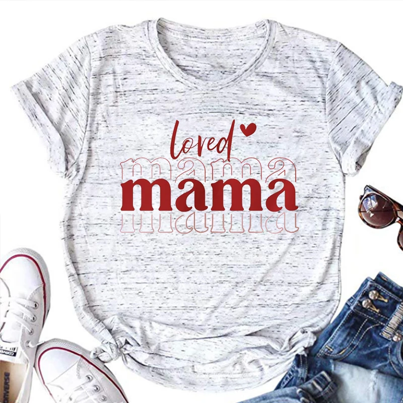 

Love Mama T Shirt Women Valentine Shirts for Women Vintage Valentines Day Gift for Mom Tees Mothers Day Tops