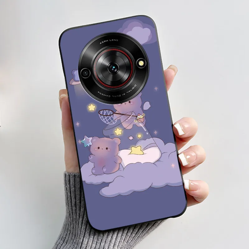 Aesthetic Cute Cat Fashion Shockproof Black Matte Soft TPU Phone Case