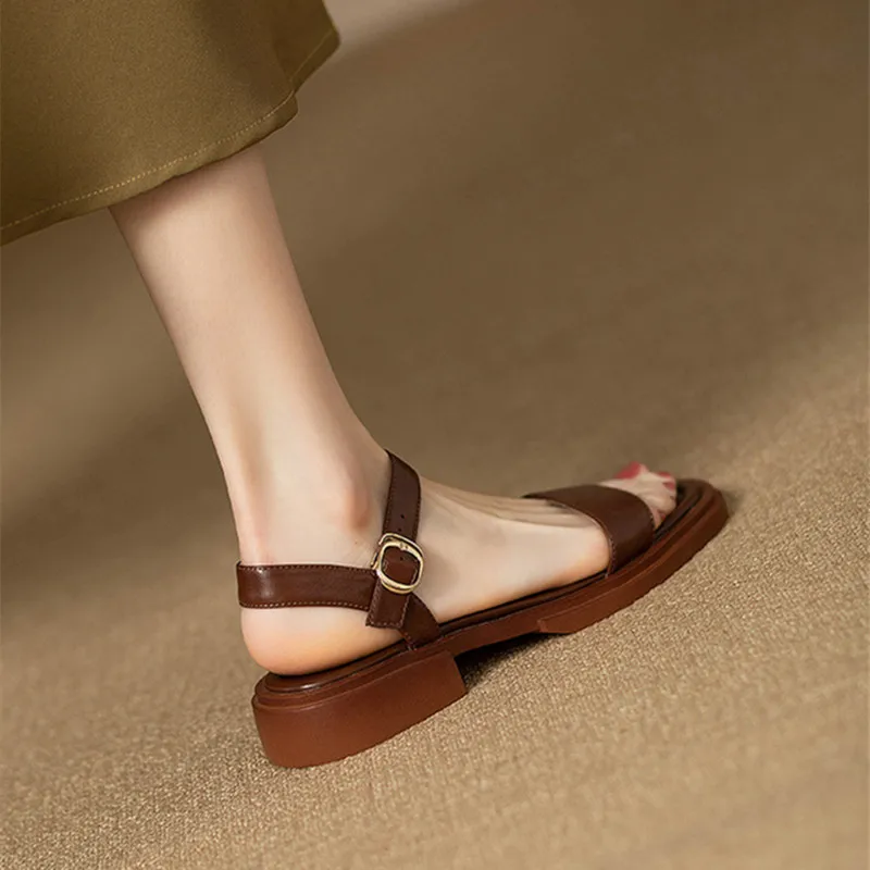 Summer Fashion Sandals Women Low Heels Elegant Open Toe Slingback Shoes for Women Non-slip Soft Sole women slingback sandals