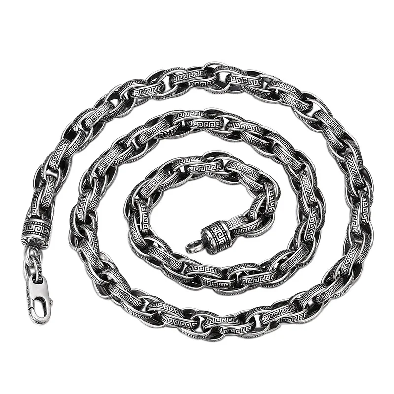 

Unibabe 7mm Thick S925 Sterling Silver Necklace Twists Chain Men's Thai Silver Retro Link Chain Jewelry