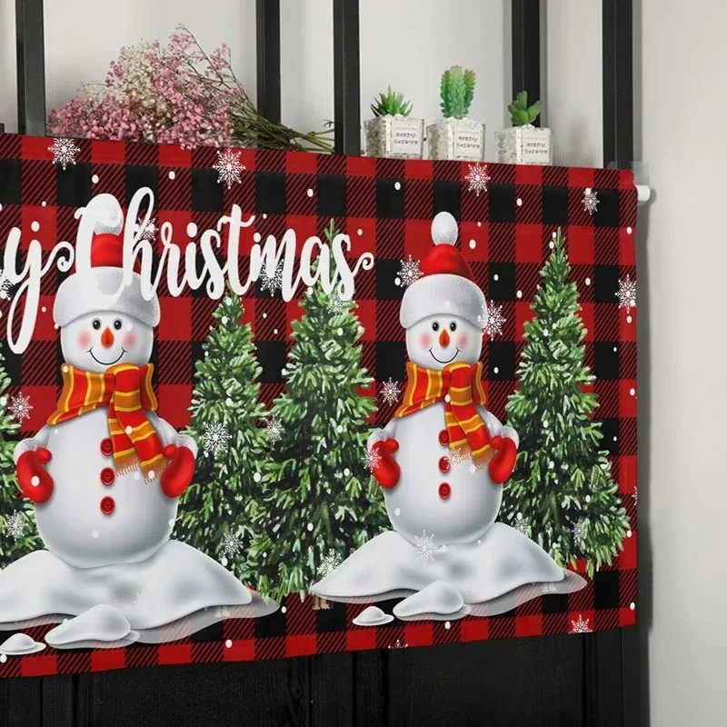 Christmas Decoration Buffalo Plaid Short Curtain Farmhouse Plaid Kitchen Small Curtain, Bufaro Plaid Half-Window Cafe Curtain 6