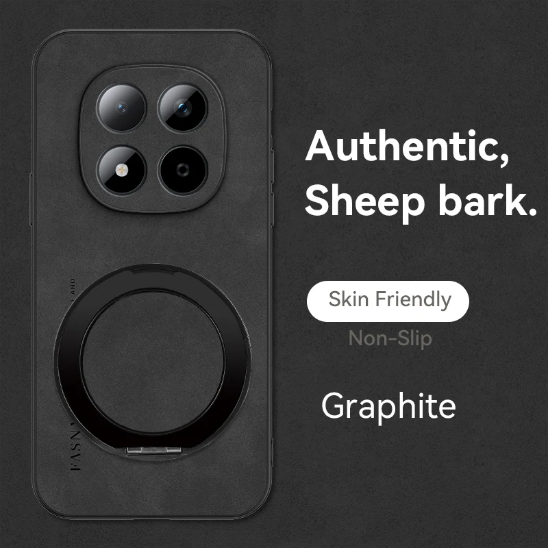 Premium Sheepskin Leather 360° Rotating Phone Holder Case