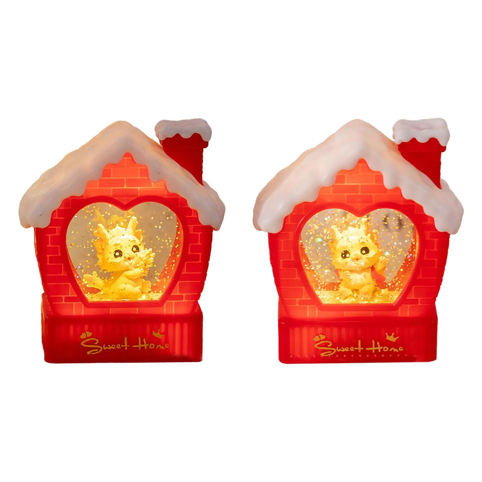 Dragon Year Snow Globe Lantern Decorativo Cute Glittering Dragon Lantern Per Indoor Shop Windows Holiday Living Room Decoration