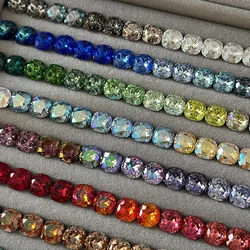 Mixed Color Cushion Cut Glass Rhinestones for DIY Nail Art and Jewelry Making (50 Pieces) (Mix Color)