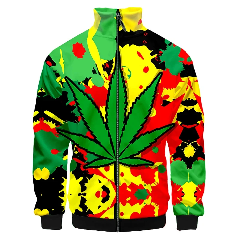 

Hot Sale Colorful Leaves Pattern Jacket Mens Long Sleeve Hoodie Sweatshirt Men Fashion Streetwear Hoody Hip Hop Tracksuits Coat