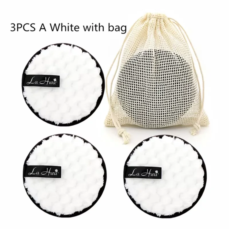 3pcs 재사용 가능한 메이크업 제거 패드 코튼 닦아 마이크로 화이버 메이크업 제거 스폰지 코튼 클렌징 패드 도구 클렌징 패드