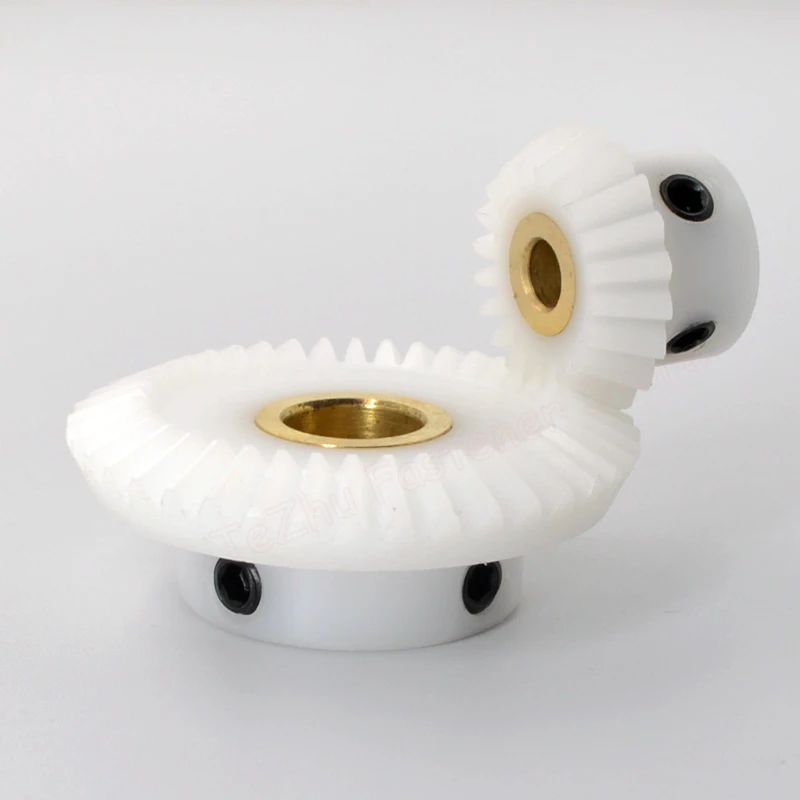1pc 1:2 Bevel Gear 1M 20 40 Teeth White POM Equal Diameter Bevel Gear 90 Degrees Meshing Angle Plastic Gears Bore 5-12mm