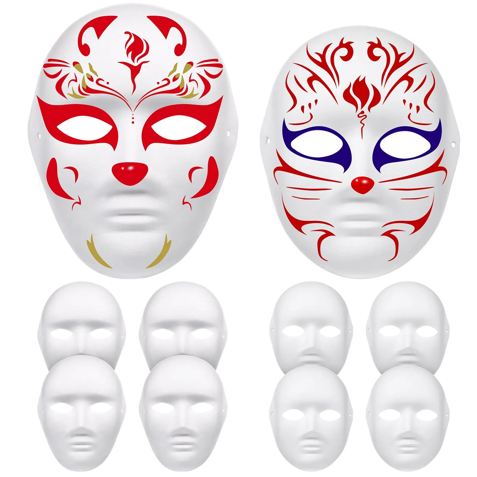 12 Pcs Clown Mask Facial Masks Ordinary Costumes Men's Masquerade Face for Kids