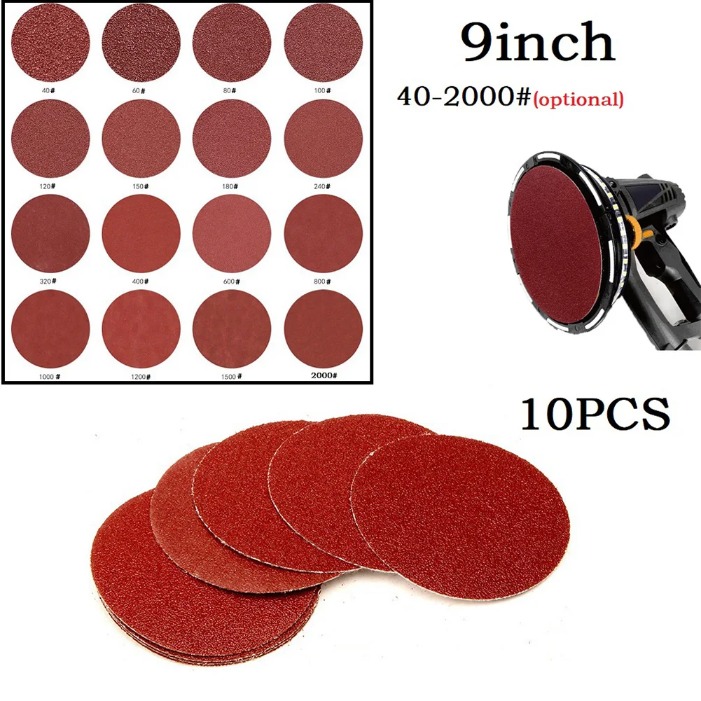 

10Pcs Set 9" 225mm Sandpaper 40-2000 Grit Sandpapers For Furniture&Wood Products&Metal&Cars Grinding Polishing Accessories