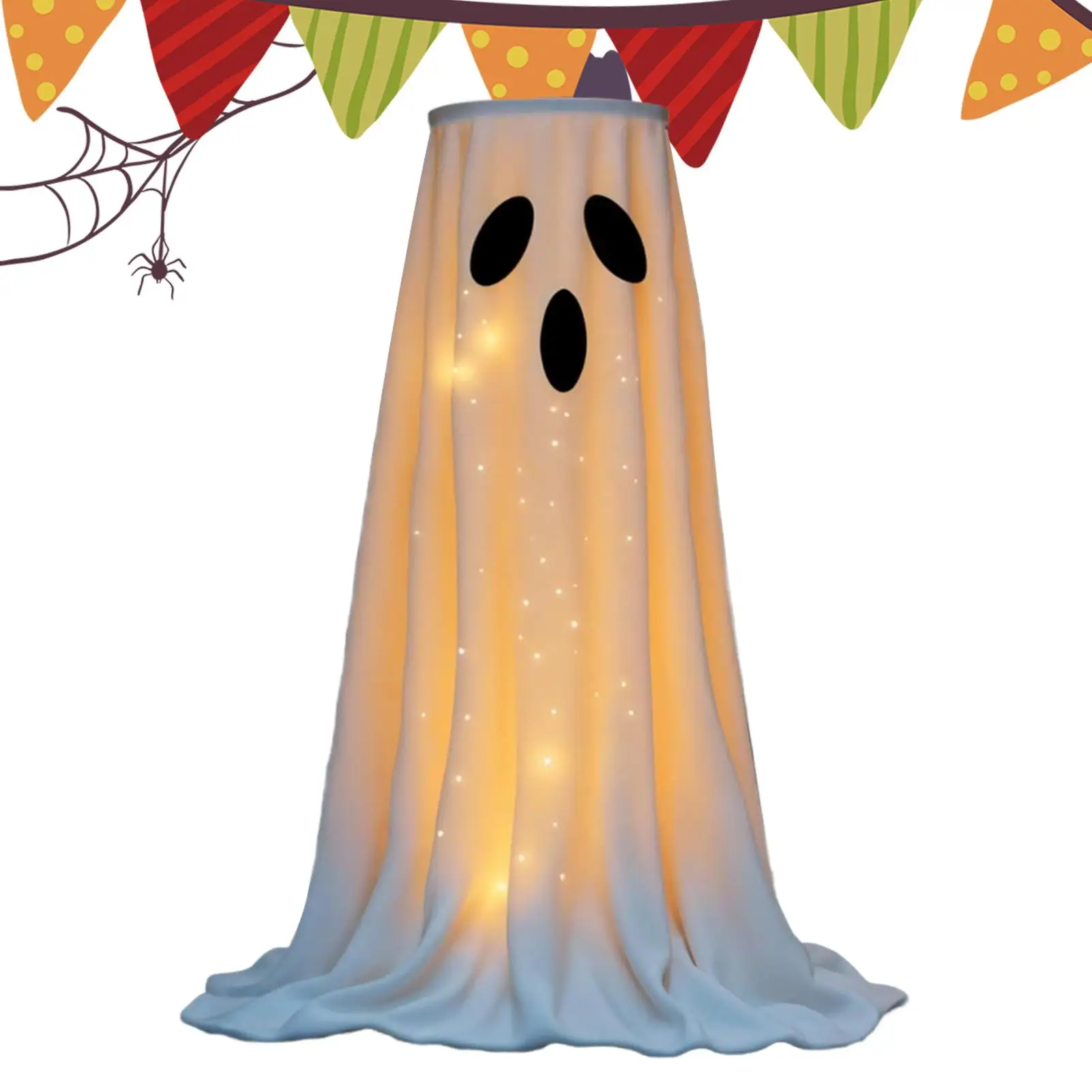 Halloween Lighted White Cloth Ghost Candy Bowl Indoor & Outdoor Decor Scary Standing Ghosts Decor for Front Door Porch Yard