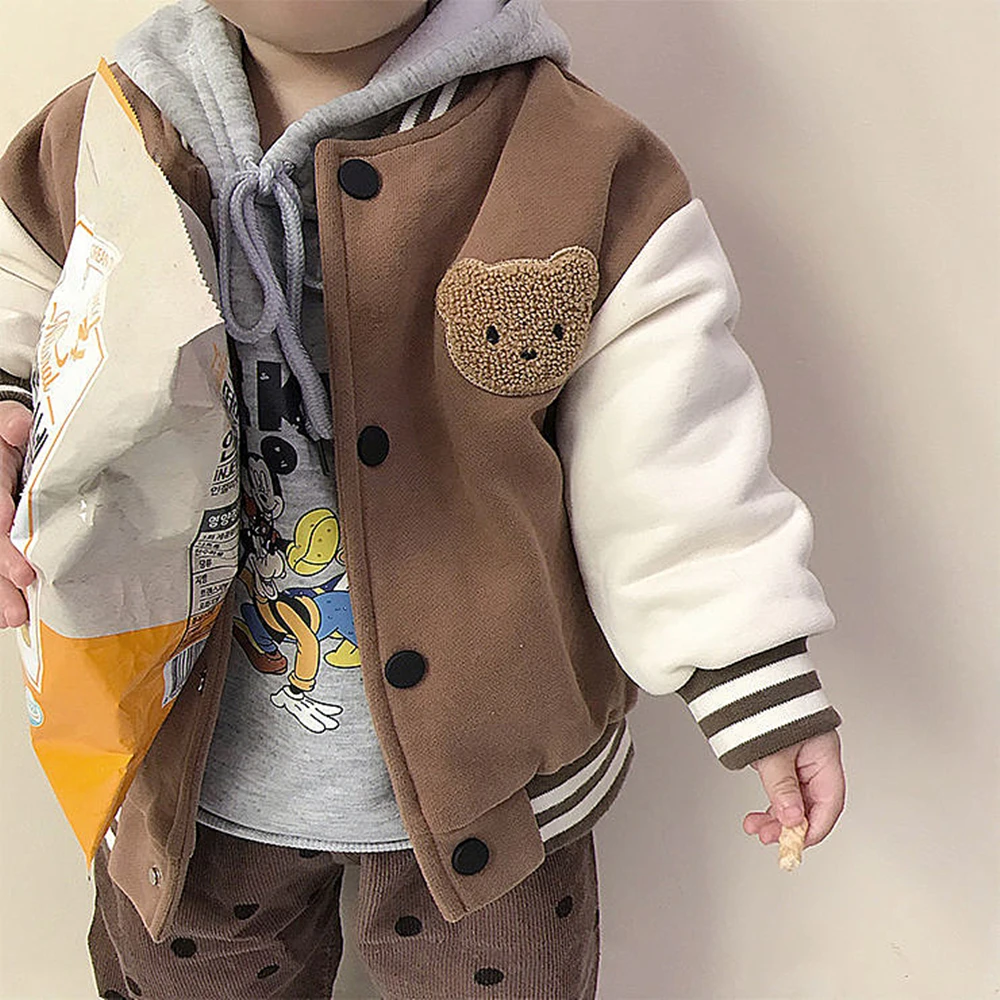 INS Fashion Baby Boy Baseball Jacket Spring Autumn Toddler Kids Thicken
