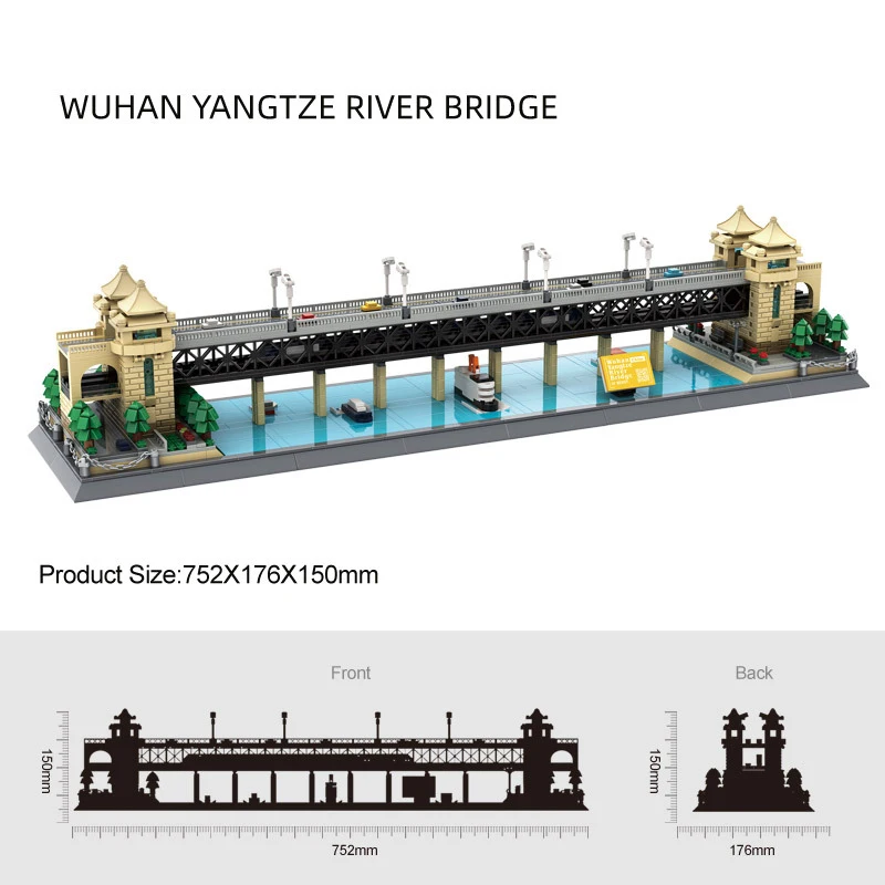 

1695pcs China Wuhan Yangtze River Bridge Historical Building Blocks Dual-purpose Bridge Toys Model Adult Blocks Birthday Toys