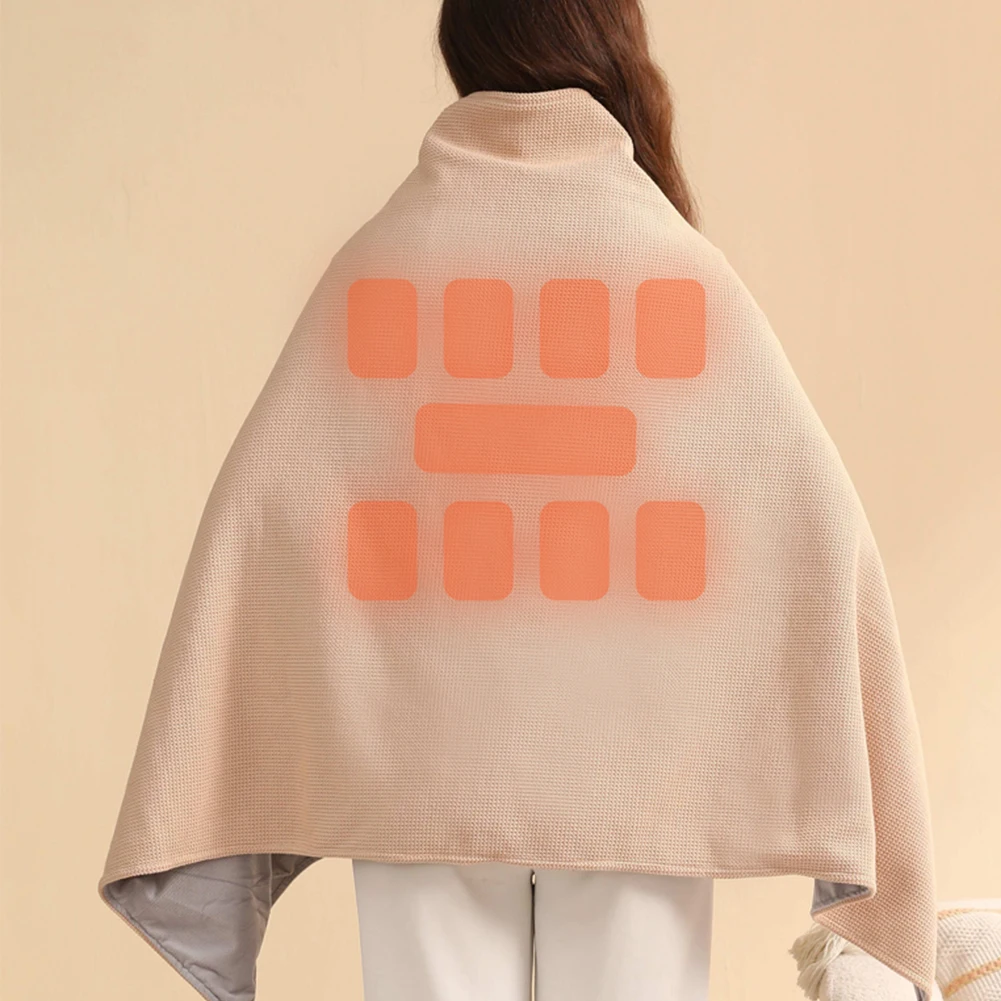 Wearable USB Electric Heated Blanket with 10000mAh Power Bank Heating Electric Blanket Shawl Portable Body Warmer