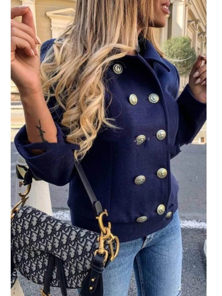 Giacca Doppiopetto Donna Autunno/Inverno – Cappotto Formale Con Motivo A Spina Di Pesce, Vestibilità Ampia E Tasche, 5 Colori