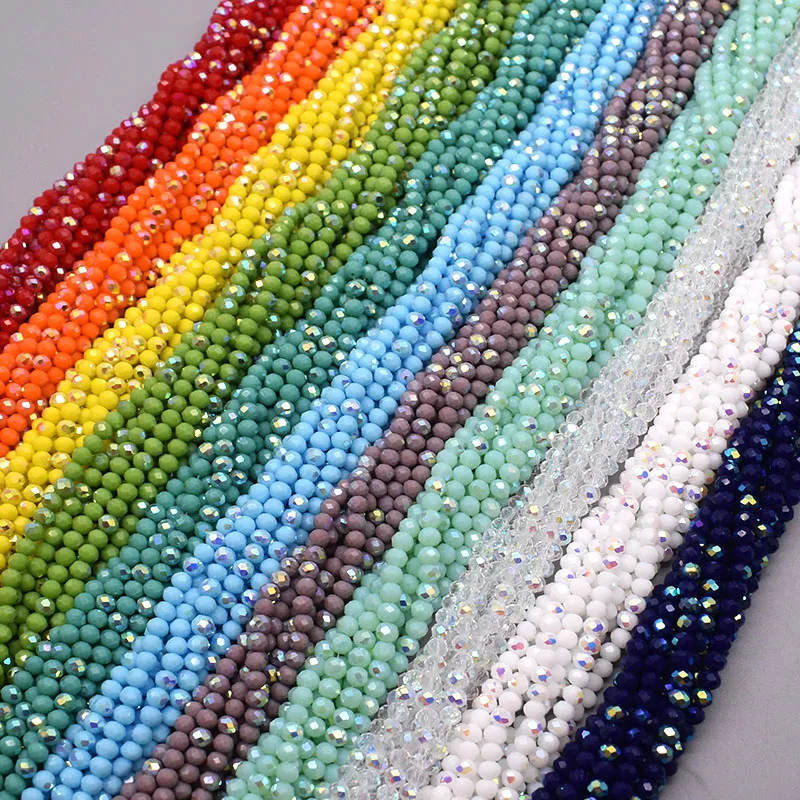 

4mm 120pcs AB Color Porcelain Rondelle Crystal Glass Beads Faceted Loose Spacer Beads for Jewelry Making Jewelry DIY Necklace