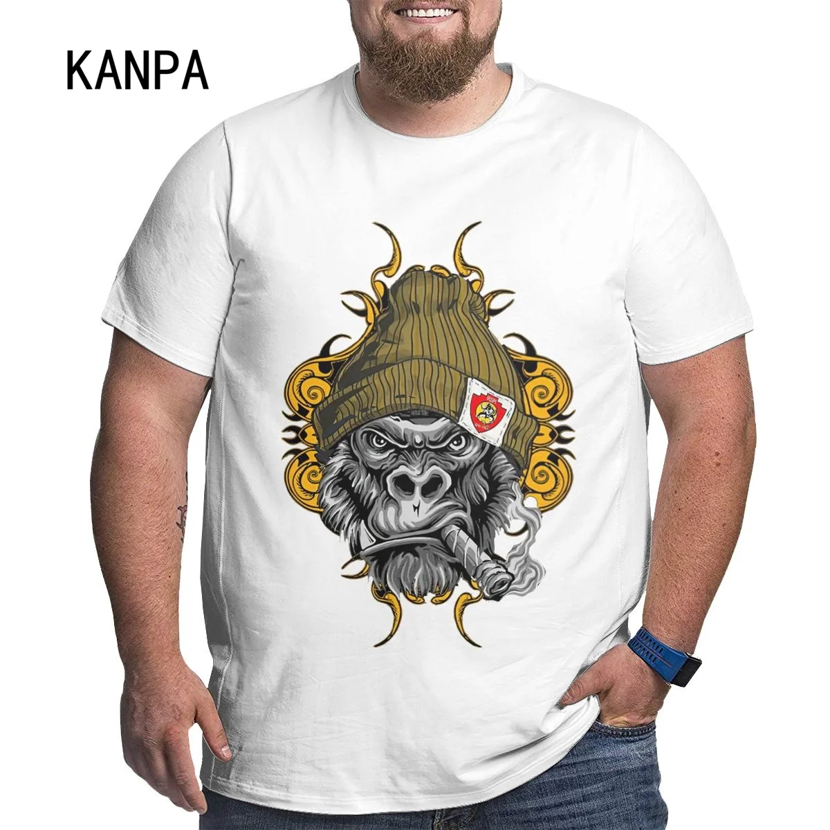 

Футболка Monkey King мужская с рисунком, топ с рисунком для взрослых, хороший подарок на день отца, белый цвет, 6XL, 5XL