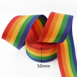 Rainbow Nylon Braided Webbing Strap - Versatile Decorative Trim for Sewing, Bag - Making, and Pet Accessories (Rainbow - 50mm)