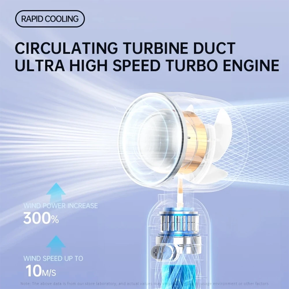 High-Speed Folding Fan LED Digital Display Adjustable Cooling Fan Mini Cold Fan for Camping Hiking Outdoor Activities