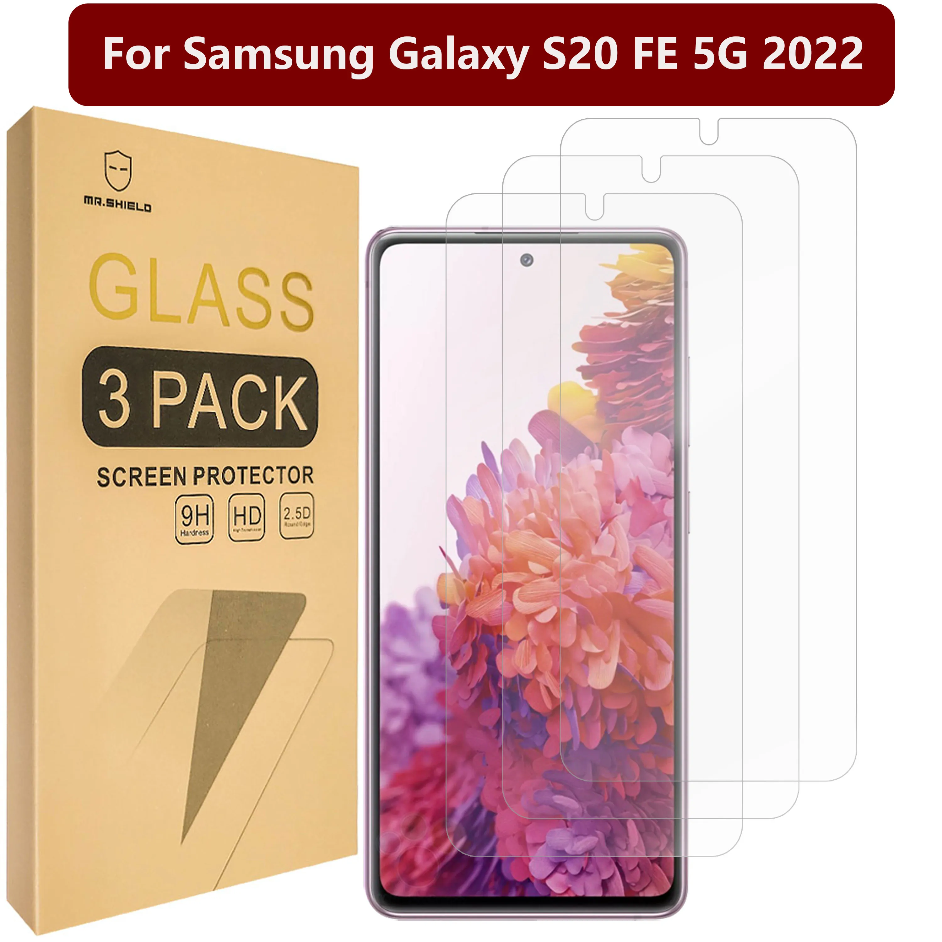

Mr.Shield [3-Pack] Designed For Samsung Galaxy S20 FE 5G 2022 [Tempered Glass] [Japan Glass with 9H Hardness] Screen Protector