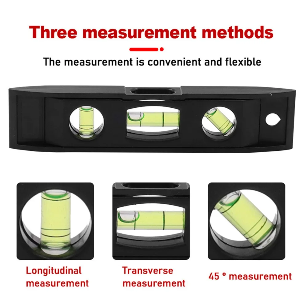 Horizontal Ruler 3 Bubble Spirit Level Magnetic ABS Shell Mini Pocket Portable