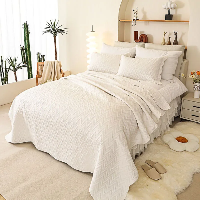 

White Embroidered Cotton Quilt Set 3PCS Bedspread on the Bed Queen Size Summer Coverlet Quilted Comforter for Home Decor