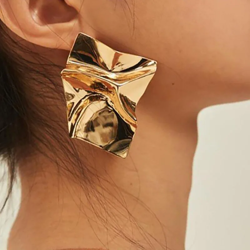 Neue Mode Gold Farbe Metall Tropfen Ohrringe für Frauen Unregelmäßige Geometrische Anhänger Ohrringe Trend Brincos Schmuck Geschenk – Detail 11