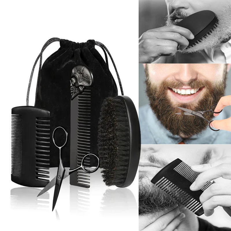 Professionale Barber Men pennello da barba pettine Kit legno morbido setole  di cinghiale spazzola per barba Kit pettine baffi con sacchetto regalo Set  pettine per capelli - AliExpress