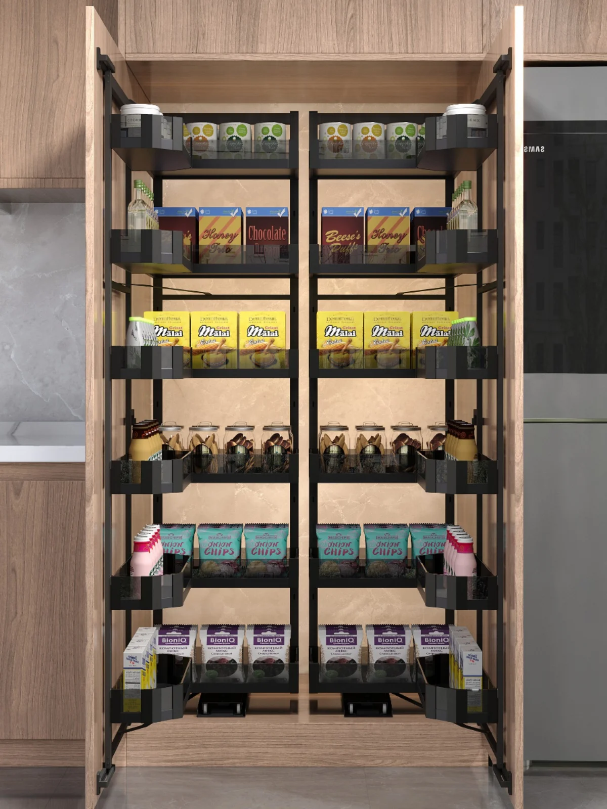 High Cabinet Snack Cabinet Monster Monster Kitchen Refrigerator Side Installation Extremely Narrow