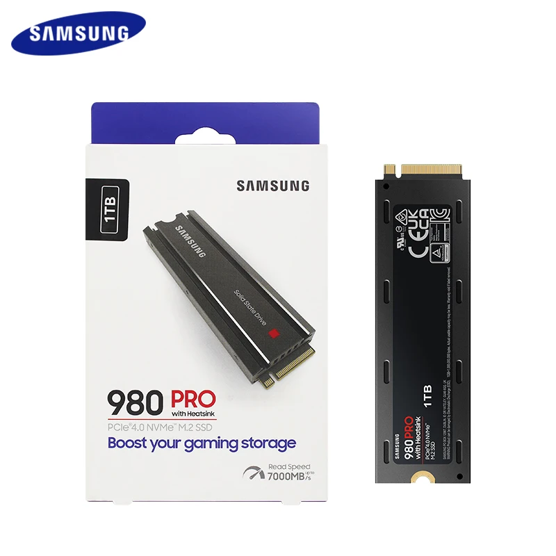 

Внутренний твердотельный накопитель Samsung 980 Pro NVMe M.2 SSD на 1 ТБ с радиатором, 100% оригинальный жесткий диск для настольного ноутбука