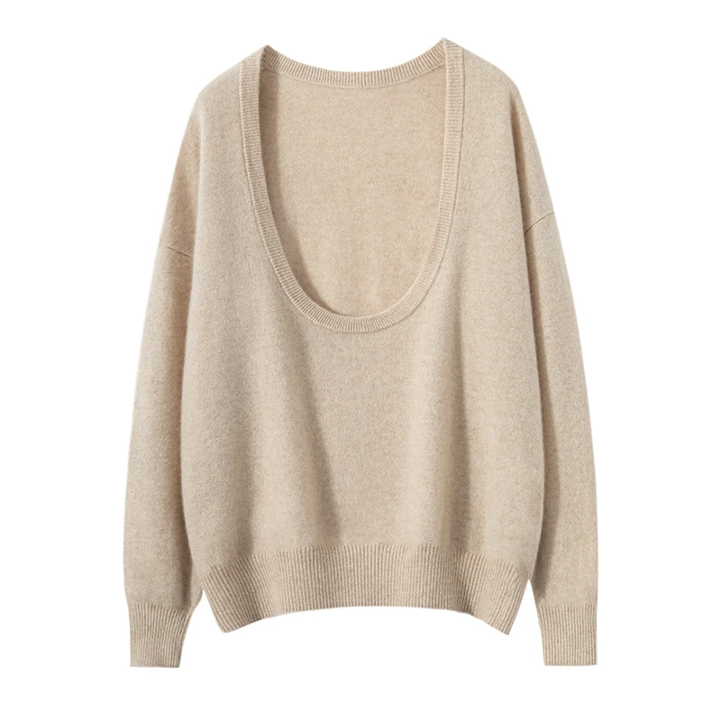 

2024 Spring Autumn New Women Pullover 100% Goat Cashmere Sweater Knitted Jumper Female U-Neck Soft Warm Tops Women's Clothes