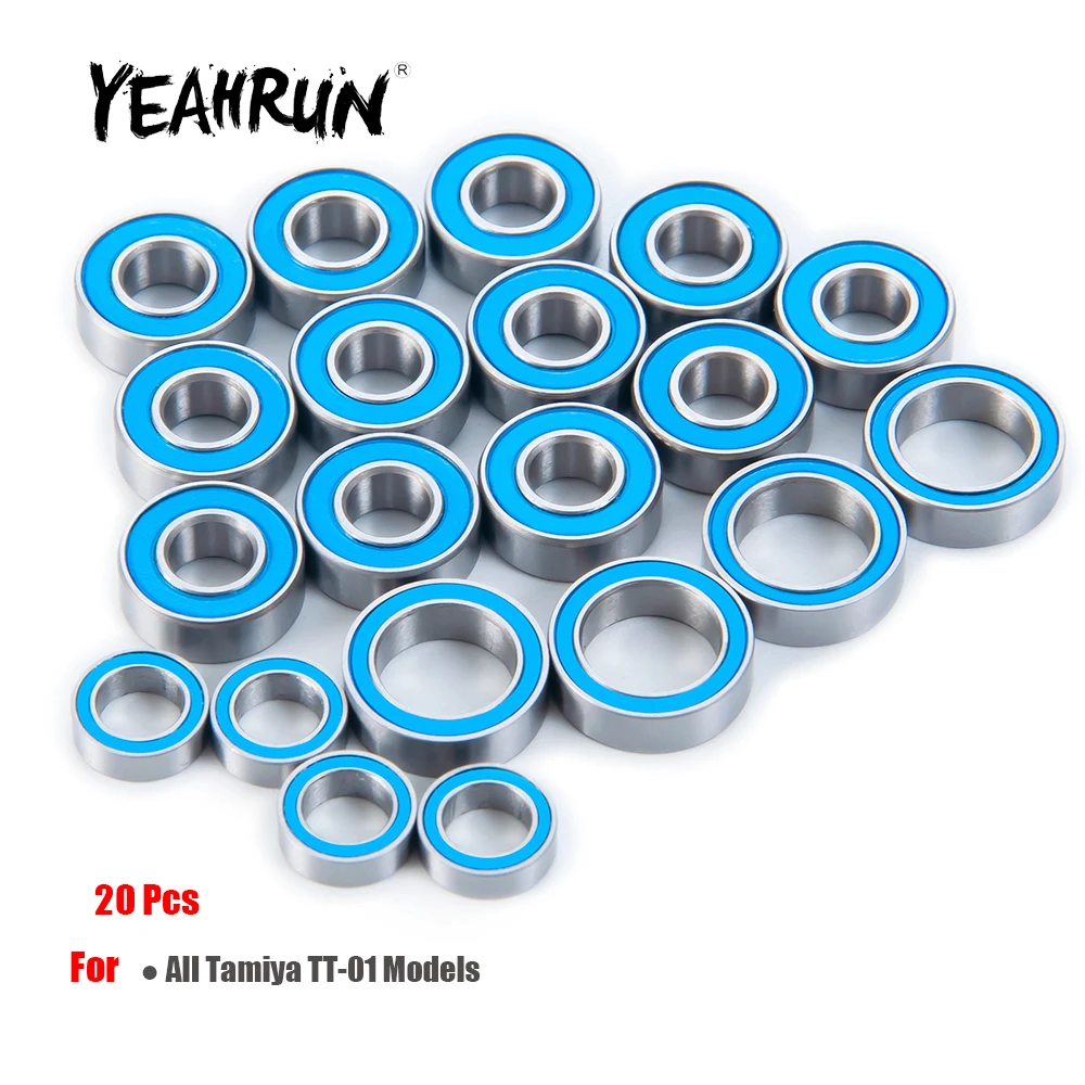 

YEAHRUN 20Pcs Metal Wheel Hub Axle Sealed Bearing Kit for Tamiya TT-01 1/10 RC Crawler Car Model Upgrade Parts Accessories