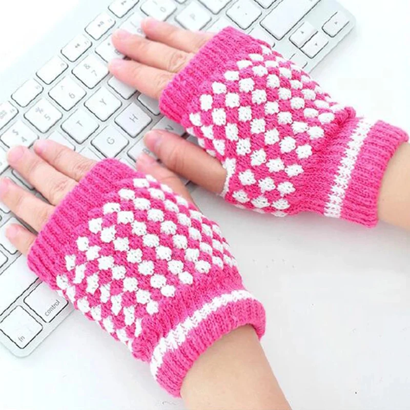 

Winter Warm Knitted Fingerless Gloves Pineapple Pattern Half Finger Mittens Women Fashion Accessory Gifts Decorations For Party