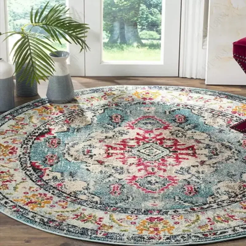 Retro Boho Round Carpet Rugs and Carpets for Home Living Room Decor Lounge Area Rug Large Persian Luxury Decoration Bedroom Mat 2