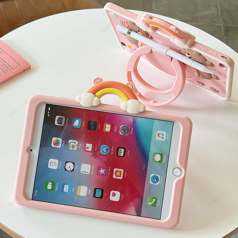 Whimsical 3D Rainbow Bear Tablet Case
