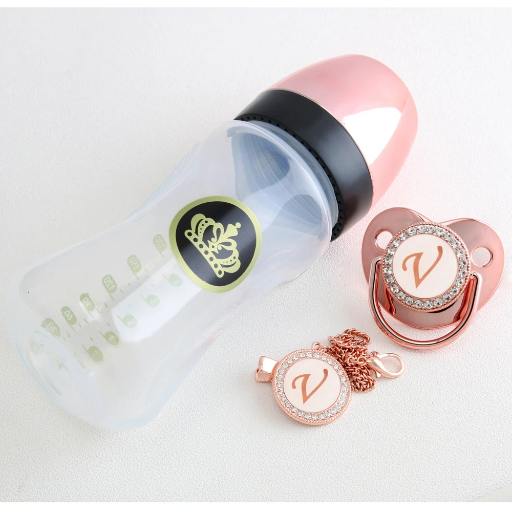 de corrente, BPA Free Bling Kit, ouro rosa, 26 letras, 240ml