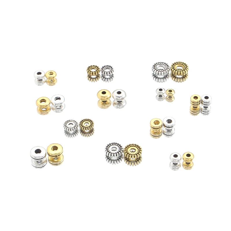 

50-100Pcs Zinc Alloy Round Spacer Beads Flat Disc Loose Rondelle Bead for DIY Bracelet Necklace Earrings Jewelry Making Supplies