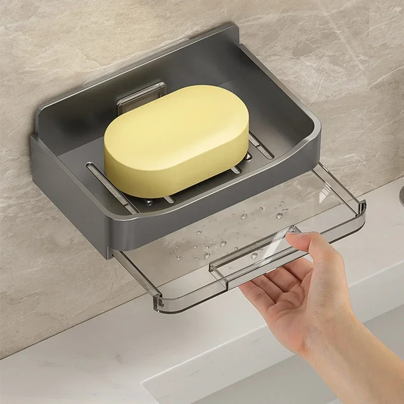 Bathroom Soap Holder Wall Mounted Double Drainage Dish Accessories