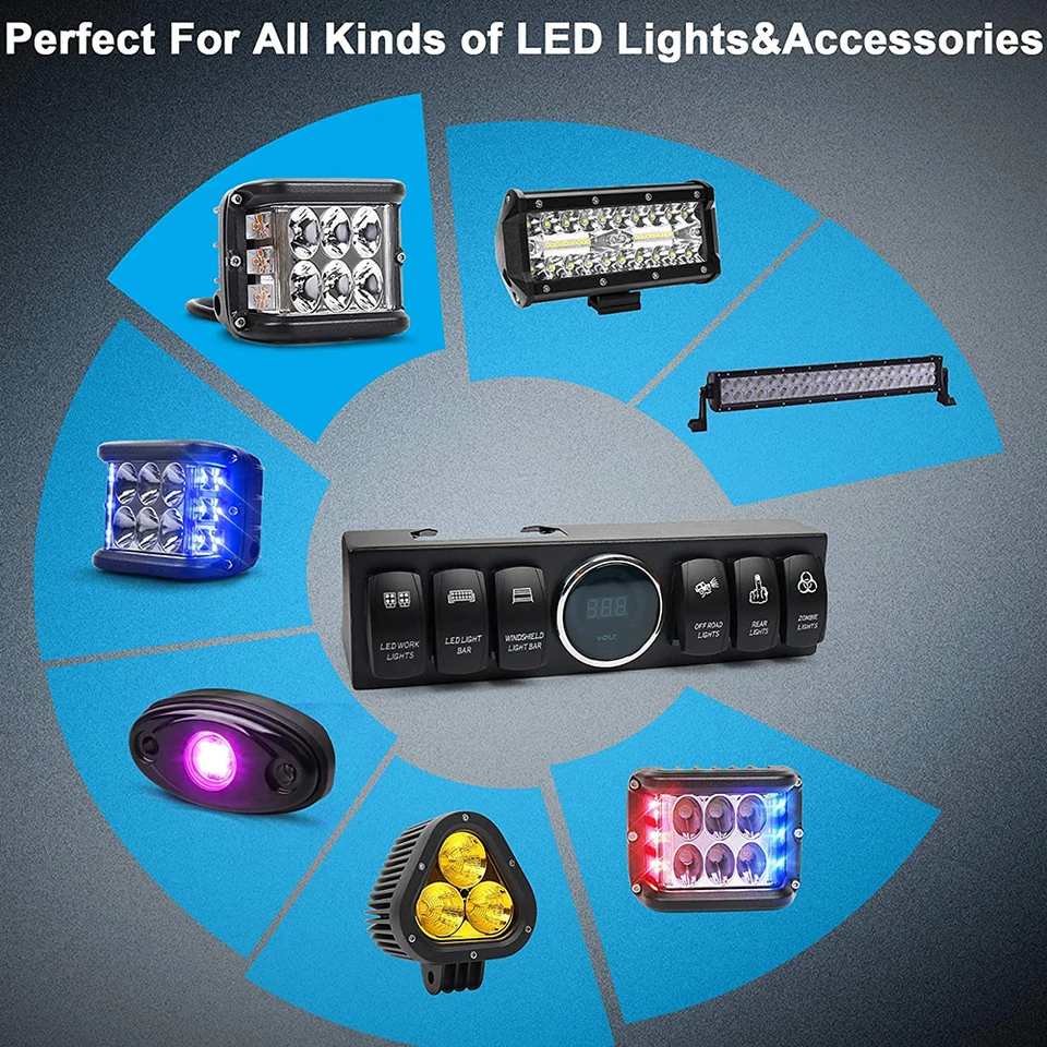 Jeep Wrangler 6-Gang Rocker Switch Circuit Control System (07-18 Jeep Wrangler JK) - Free Shipping
