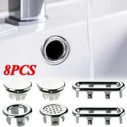 1/8PCS Plastic Wash Basin Overflow Ring Round Sink Hole Overflow Cover Basin Trim Bath Drain Cap Kitchen Bathroom Accessories