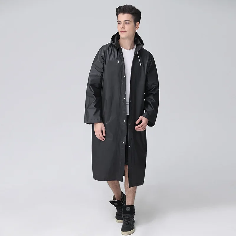 Raincoat Poncho Black Raincoat Portable EVA Raincoats for Adults Reusable Rain Ponchos Hoods Sleeves Lightweight Raincoats