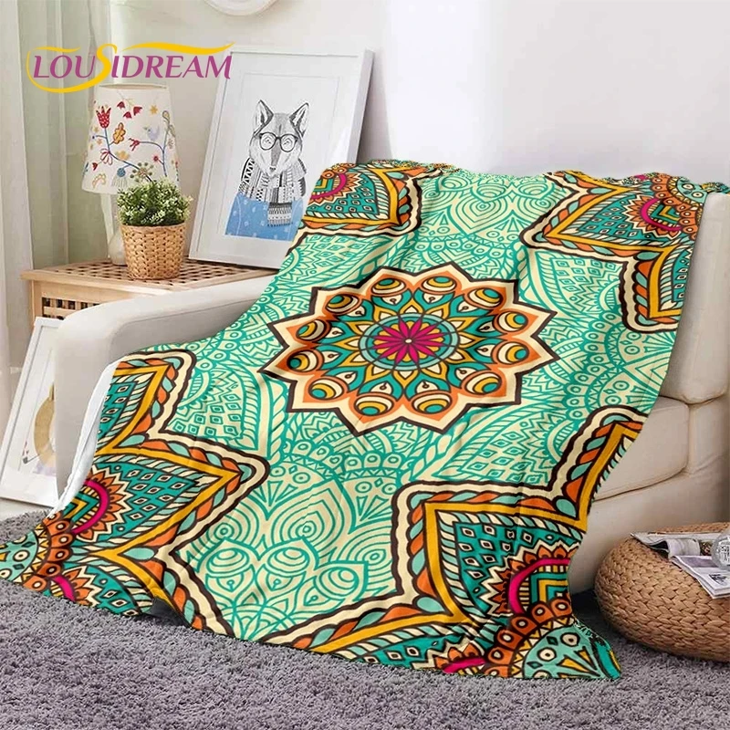 3D Mandala Yoga Flower Bohemia Meditation Nature Soft Flannel Blankets,Throw Blanket Comfortable Blanket for Picnic Beds Bedroom