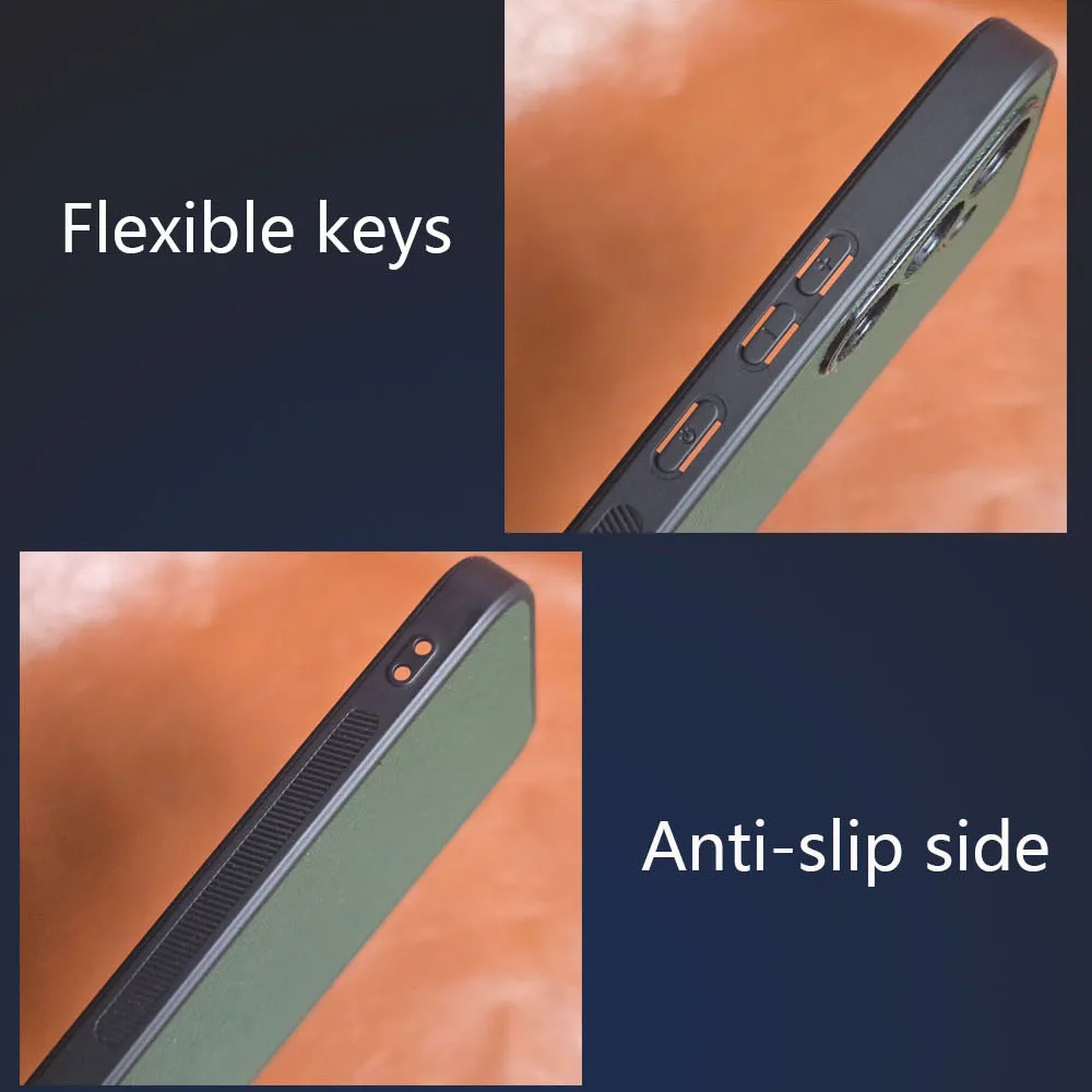 Elegant Leather Phone Case with Silicone Protection - Premium Back Cover