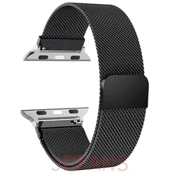 Elegant Milanese Loop Metal Watch Band Bracelet - Premium Stainless Steel Strap - 42 44 45 49 46MM (02 black)