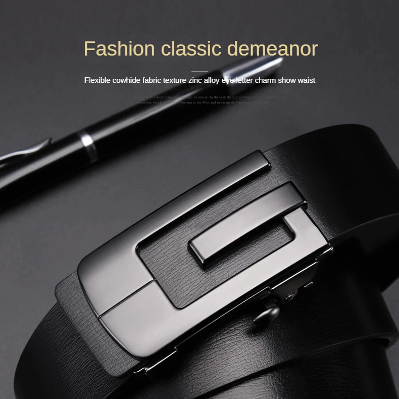 GOLF Belt Men's Genuine Leather Automatic Buckle Belt Pure Cowhide Men's Pants Belt Young and Middle aged  2024