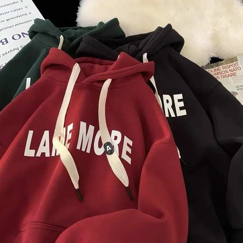 

Korean heavyweight casual loose hooded sweatshirt for men and women in spring, autumn and winter fleece sweatshirt men clothing